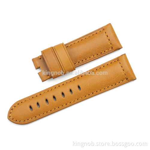 24mm genuine calf leather padded watchband strap stainless steel buckle watch strap for panerai watch band